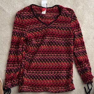 Chic V-Neck Patterned Women's Blouse